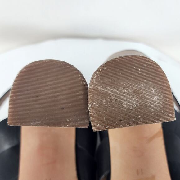 Madewell The Cindy Sandal Size 11 Black Leather Criss Cross Slingback Stack Heel - Picture 12 of 13